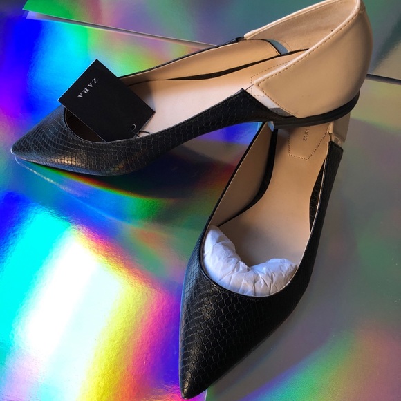 Zara nude black pointy toe flats loafer NWT 40 9 - Picture 5 of 5